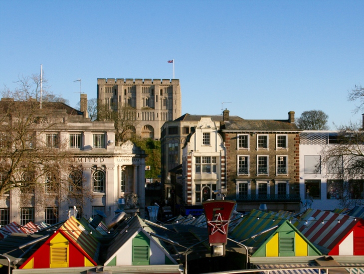 Norwich Castle and market