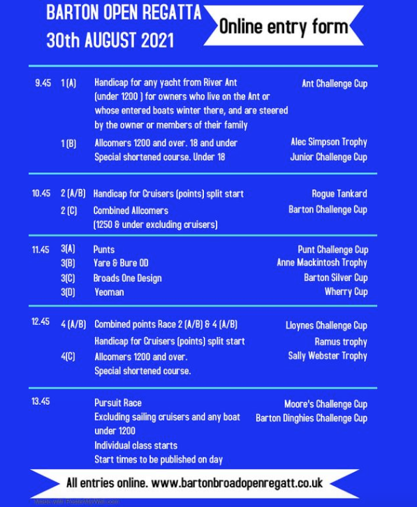 Barton Regatta Schedule